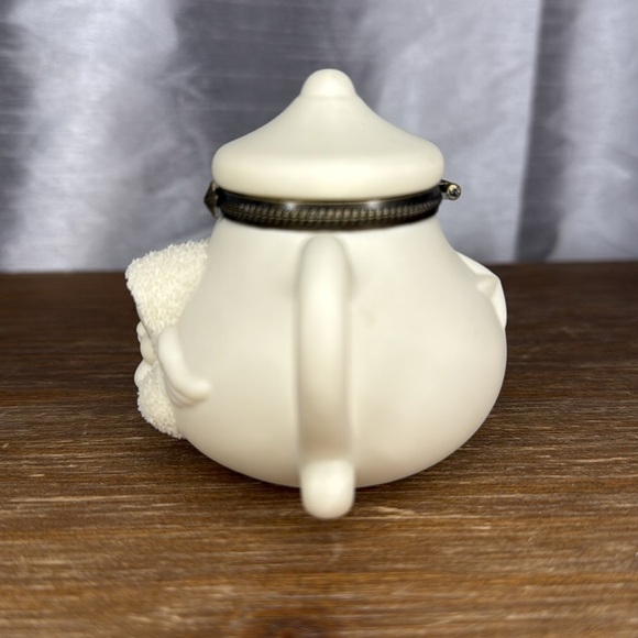 Dept 56 I’m A Little Teapot Bisque Porcelain Hinged Snowbaby Cherub Trinket Box - Picture 4 of 6